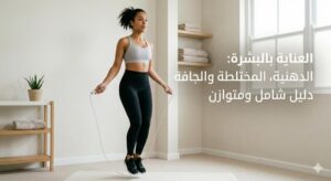 امرأة تمارس تمرين تمرين حبل القفز (Jump Rope) في المنزل - صورة مولدة بالذكاء الاصطناعي". (AI Generated).