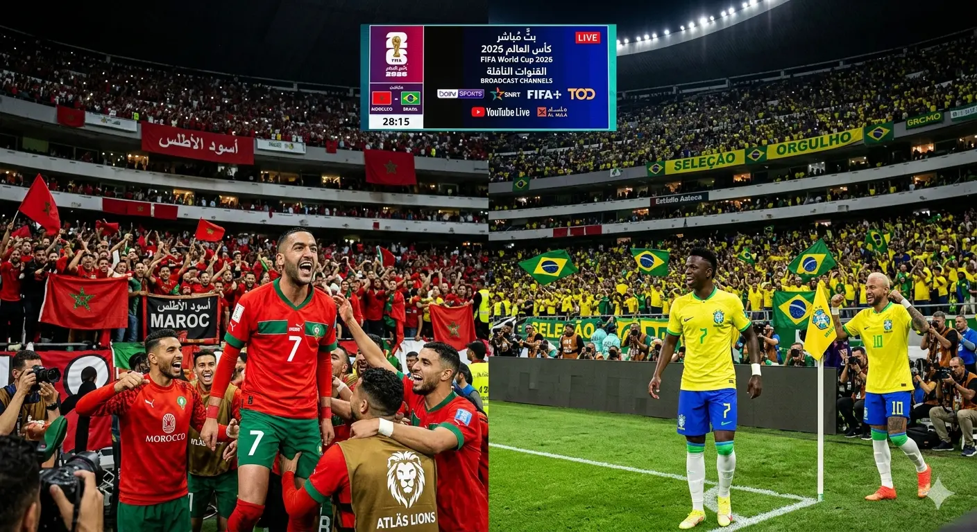 القنوات الناقلة لمباراة المغرب والبرازيل كأس العالم 2026