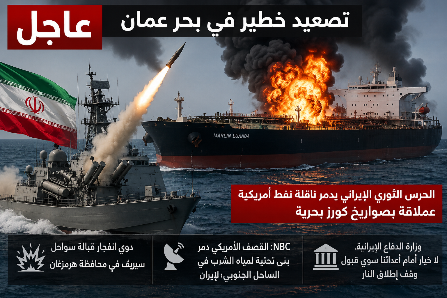 التصعيد بين إيران وأمريكا في بحر عمان 