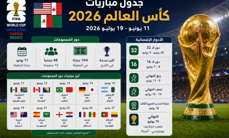 جدول مباريات كأس العالم 2026