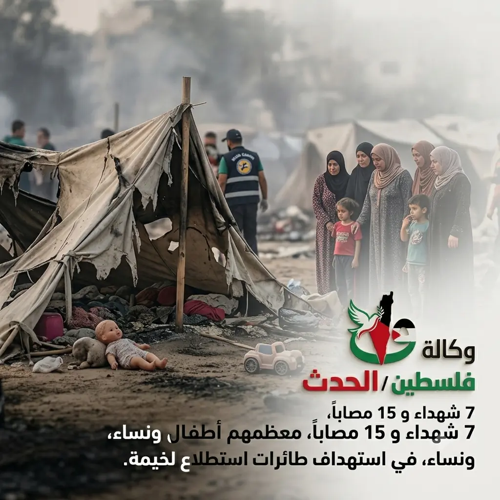 قصف خيمة للنازحين في غزة