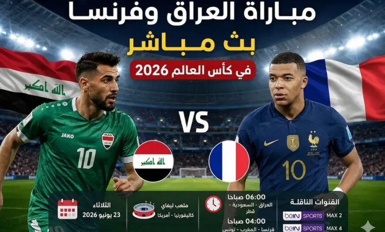 مشاهدة مباراة العراق وفرنسا بث مباشر