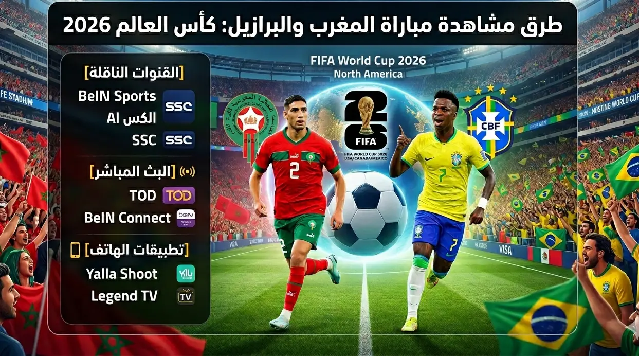 مشاهدة مباراة المغرب والبرازيل كأس العالم 2026