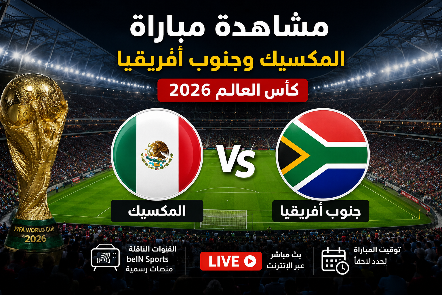 مشاهدة مباراة المكسيك وجنوب أفريقيا في كأس العالم 2026